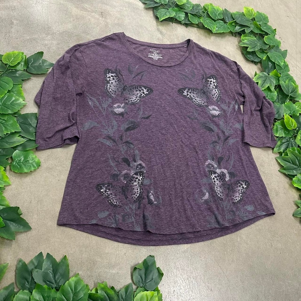 Sonoma Purple Butterfly Floral Top - Picture 4 of 8